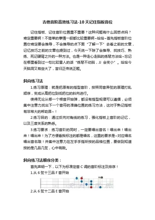吉他音阶高效练习法-10天记住指板音位
