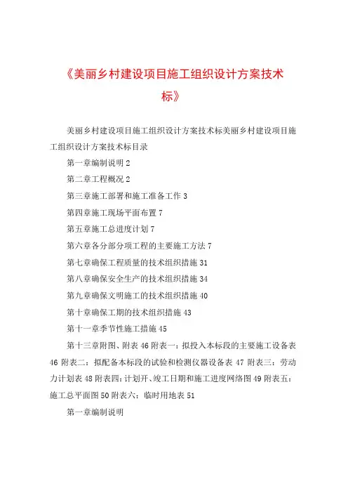 《美丽乡村建设项目施工组织设计方案技术标》