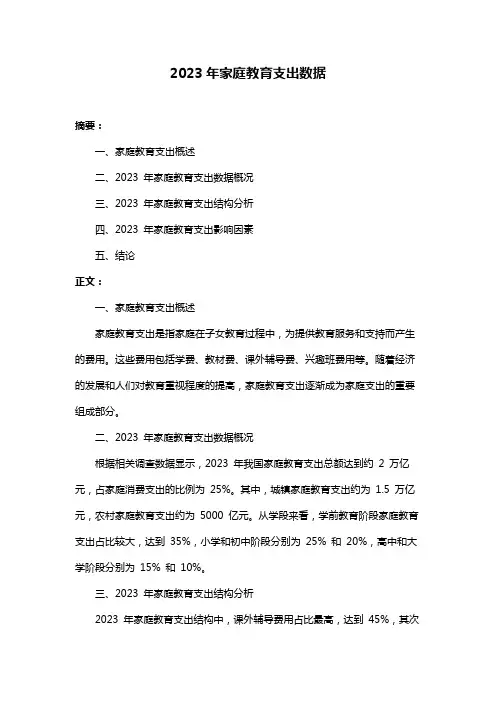 2023年家庭教育支出数据