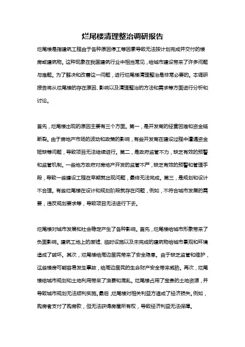 烂尾楼清理整治调研报告