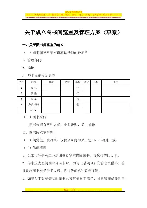 阅览室成立及管理方案