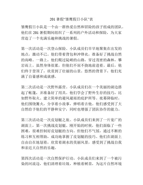 201暑假“雏鹰假日小队”表