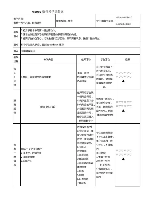 HipHop街舞教学课教案-2020年模板范本