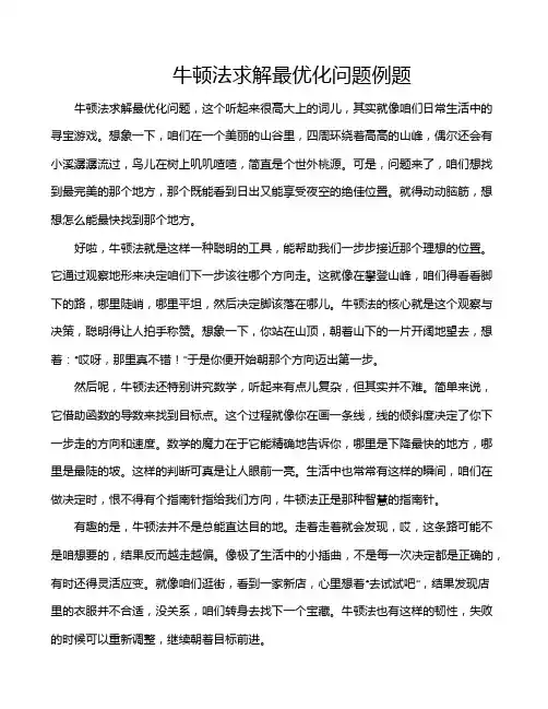 牛顿法求解最优化问题例题