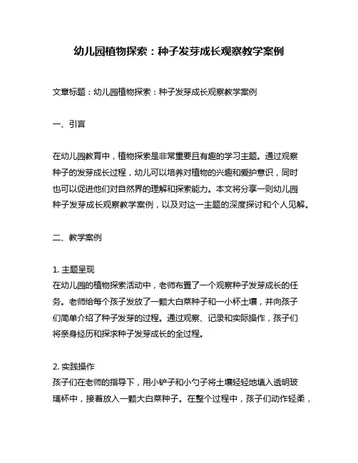 幼儿园植物探索：种子发芽成长观察教学案例