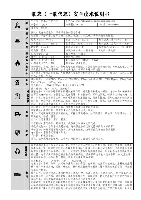 【氯苯(一氯代苯)】MSDS 安全技术说明书(精编版)