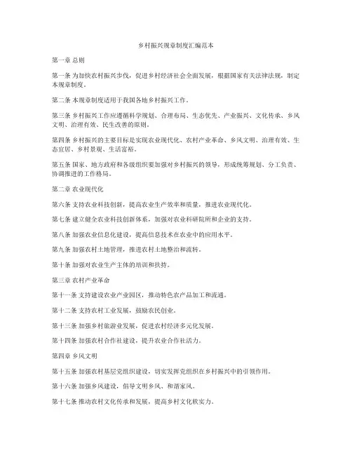 乡村振兴规章制度汇编范本