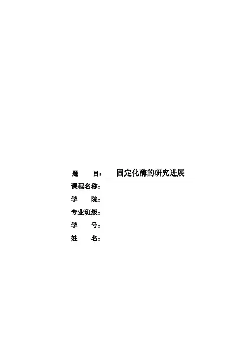 固定化酶研究进展