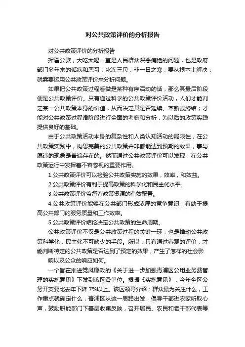 对公共政策评价的分析报告