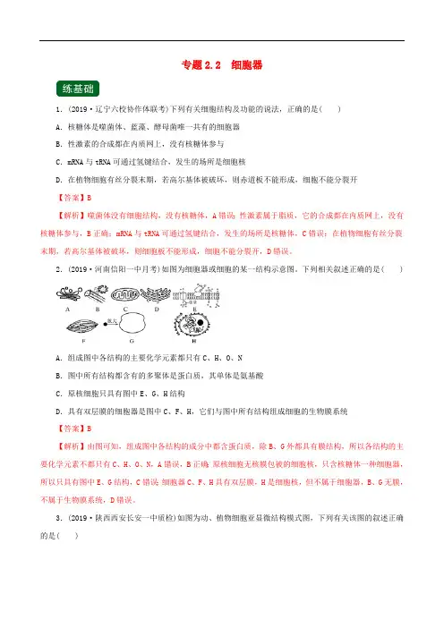 2020年高考生物一轮复习专题2.2细胞器精练含解析