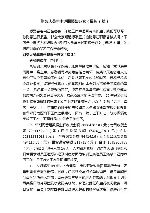 财务人员年末述职报告范文（最新5篇）