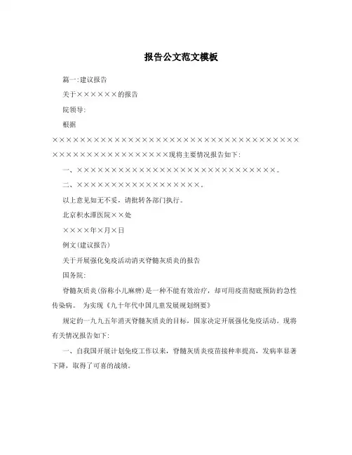 报告公文格式范文模板