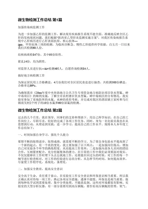 微生物检测工作总结(合集15篇)