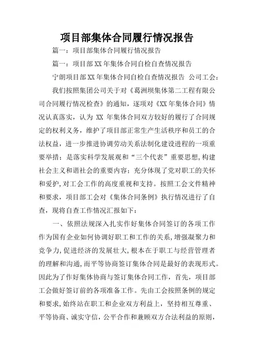 项目部集体合同履行情况报告