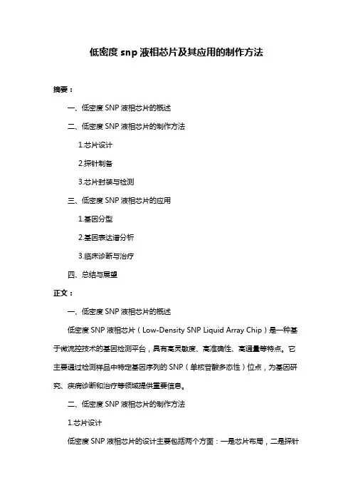 低密度snp液相芯片及其应用的制作方法