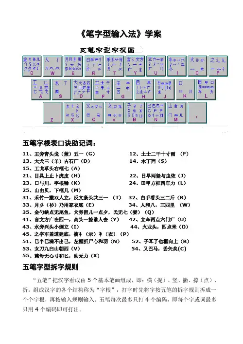 五笔字根表口诀助记词