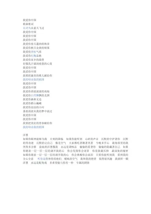 我爱你中国、洋葱歌词