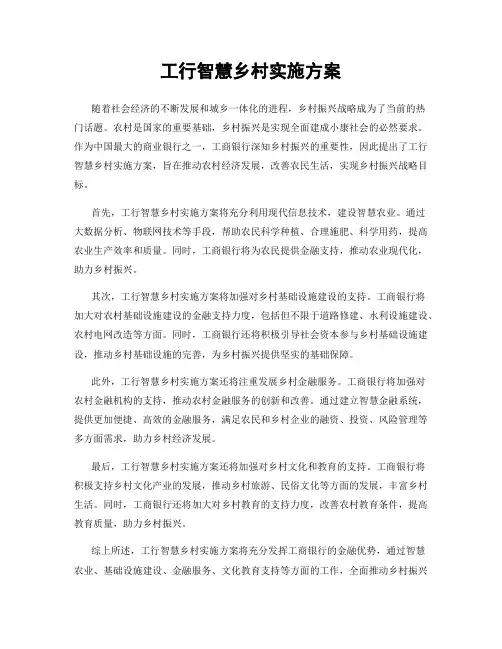 工行智慧乡村实施方案
