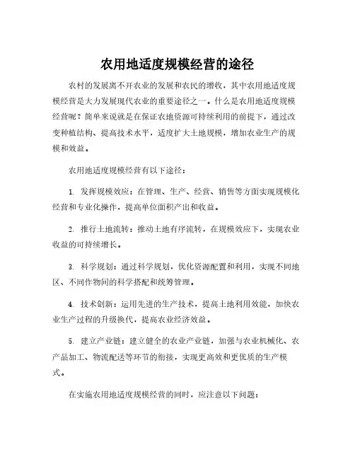 农用地适度规模经营的途径