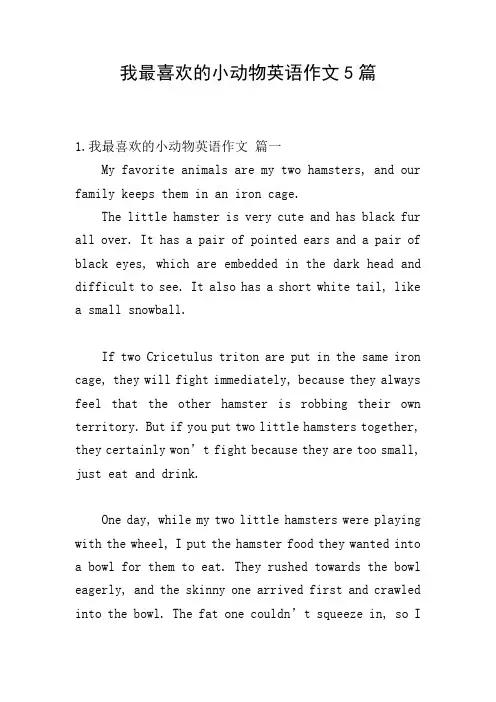 我最喜欢的小动物英语作文5篇