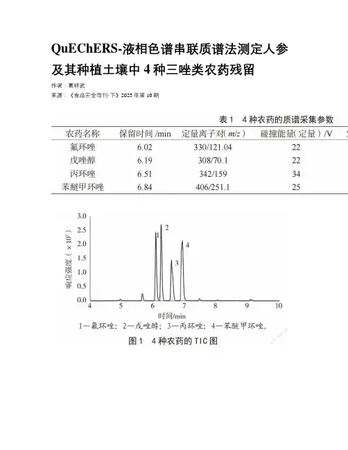 QuEChERS-液相色谱串联质谱法测定人参及其种植土壤中4种三唑类农药残留