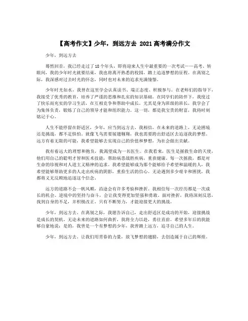 【高考作文】少年,到远方去 2021高考满分作文