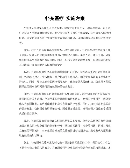 补充医疗 实施方案