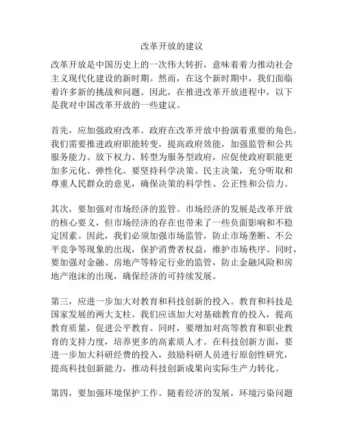 改革开放的建议