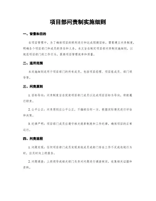 项目部问责制实施细则
