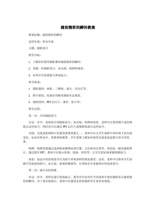 捕捉精彩的瞬间教案