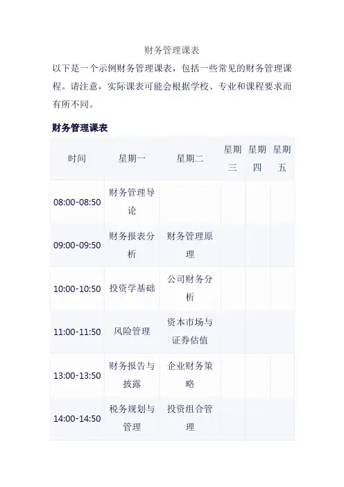 财务管理课表