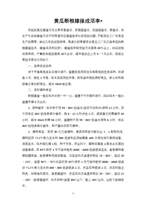 黄瓜断根嫁接成活率