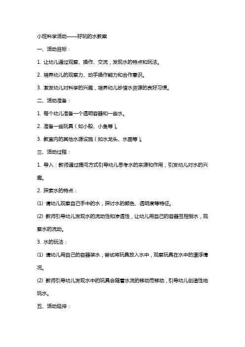 小班科学活动好玩的水教案