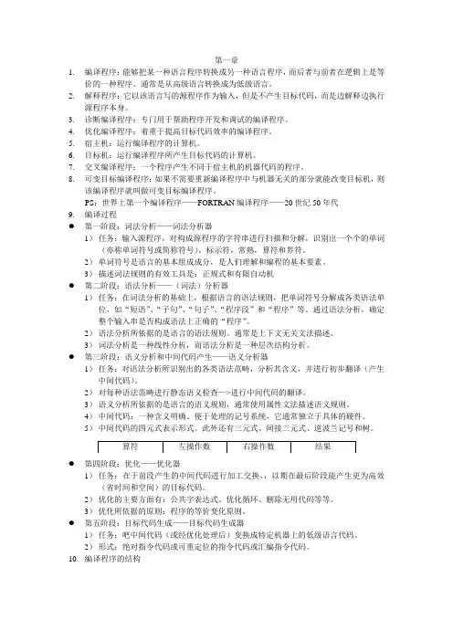 编译原理考试重点整理