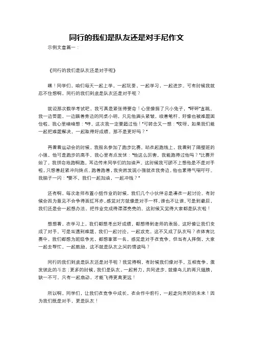 同行的我们是队友还是对手尼作文