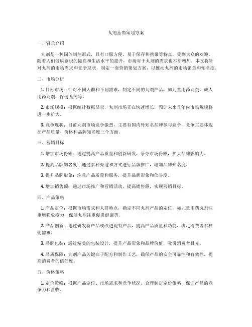 丸剂营销策划方案