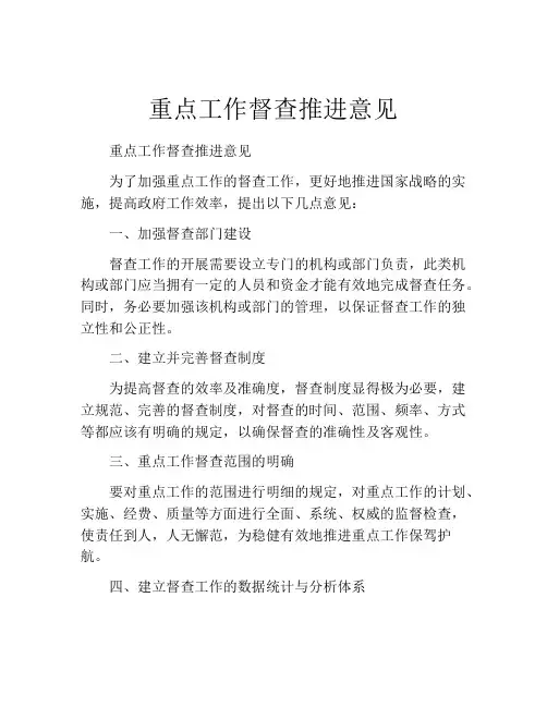 重点工作督查推进意见