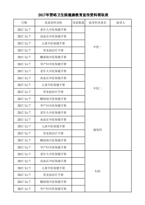 健康教育宣传资料发放记录表