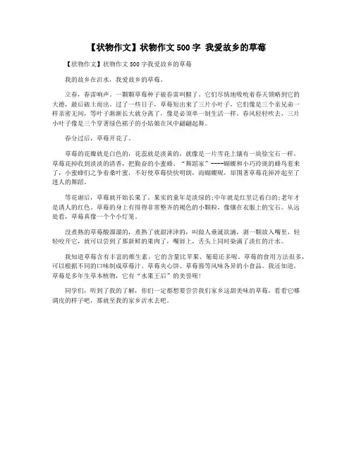 【状物作文】状物作文500字 我爱故乡的草莓
