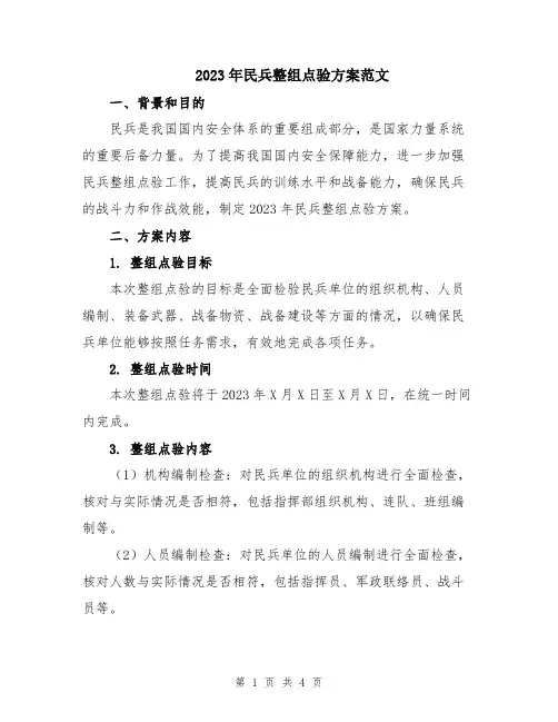 2023年民兵整组点验方案范文