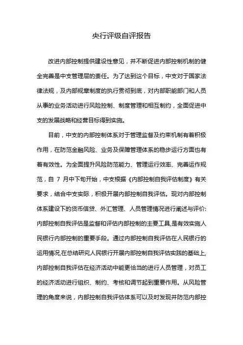 央行评级自评报告