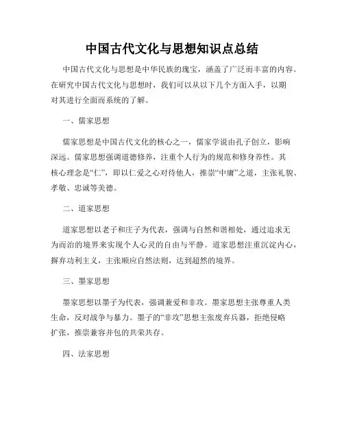 中国古代文化与思想知识点总结