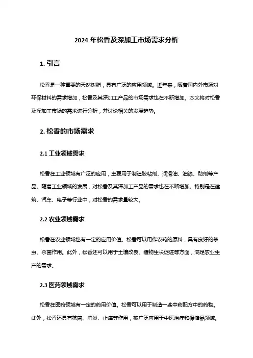 2024年松香及深加工市场需求分析