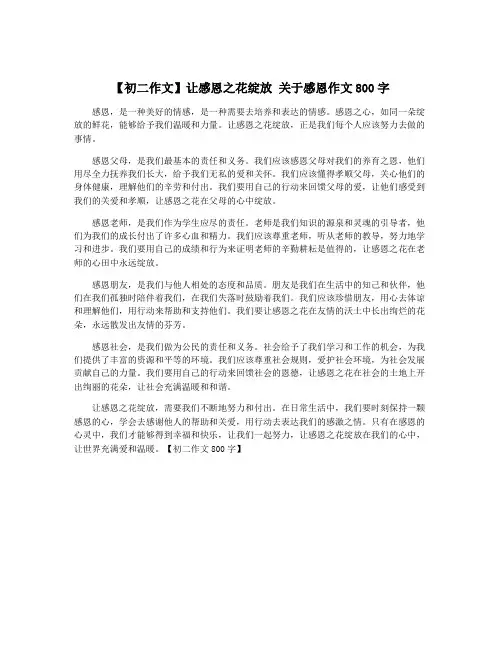 【初二作文】让感恩之花绽放 关于感恩作文800字