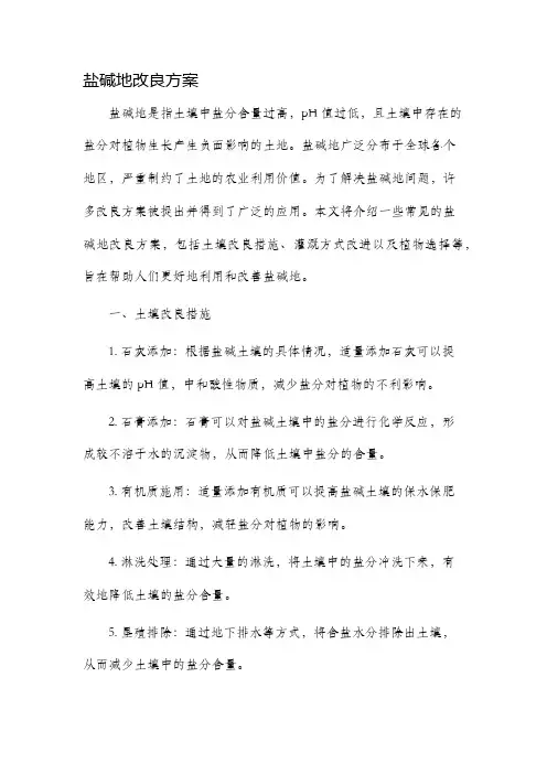 盐碱地改良方案