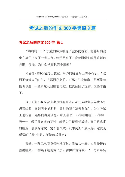 考试之后的作文300字集锦8篇