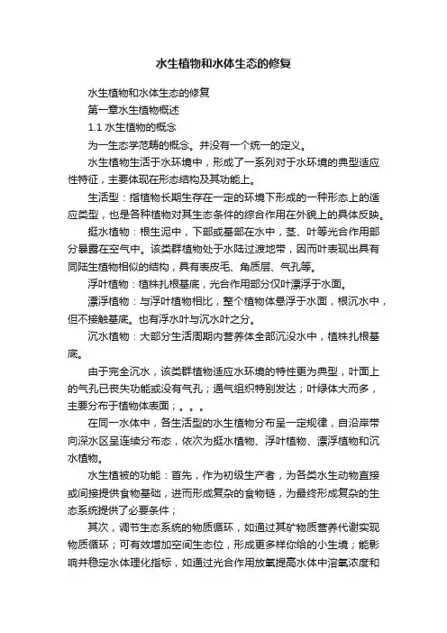 水生植物和水体生态的修复