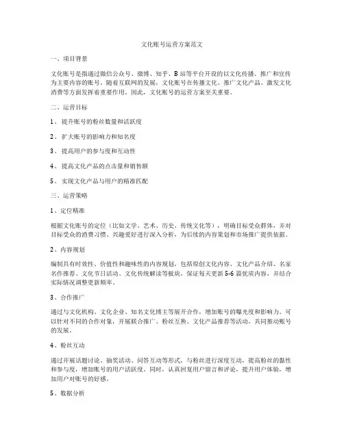 文化账号运营方案范文