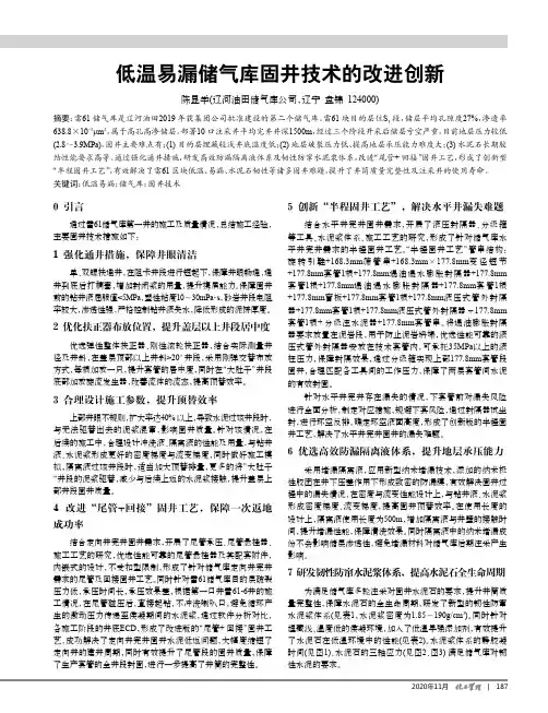 低温易漏储气库固井技术的改进创新