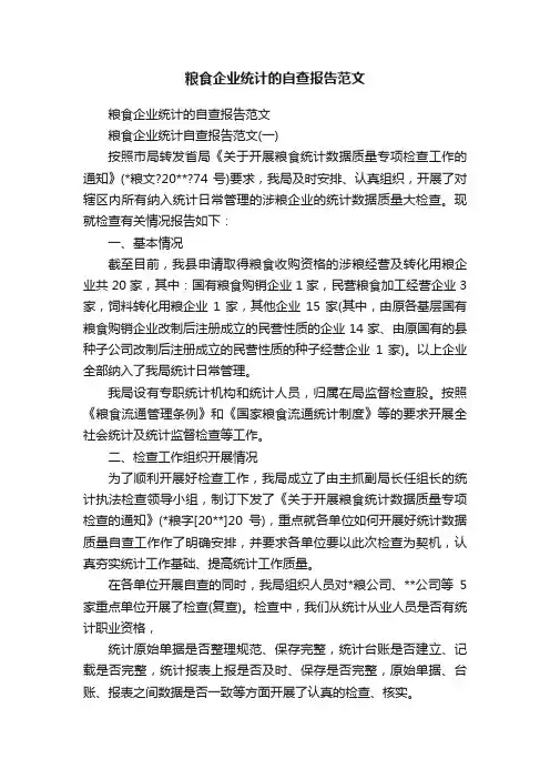 粮食企业统计的自查报告范文